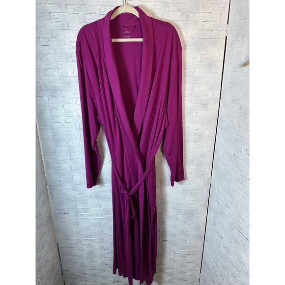 J Jill womens robe full length purple pockets attached tie cozycore plus size ￼ - Picture 1 of 9